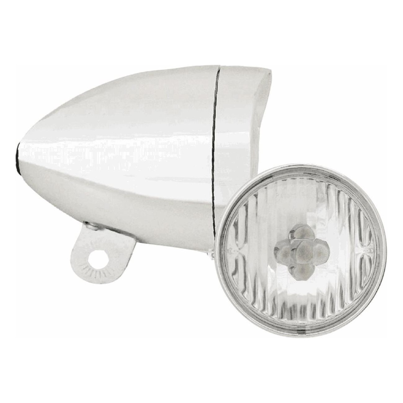 Phare Avant Vintage MVTEK à Piles avec 5 LED, Plastique Argent, Parabole 74mm - 1