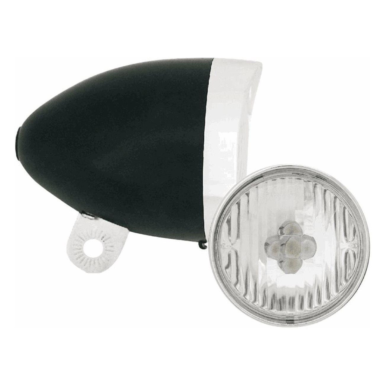 Fanale Anteriore Vintage Nero in Acciaio per Dinamo con Lampadina 6W/2,4V MVTEK - 1 - Luci - 8005586210586