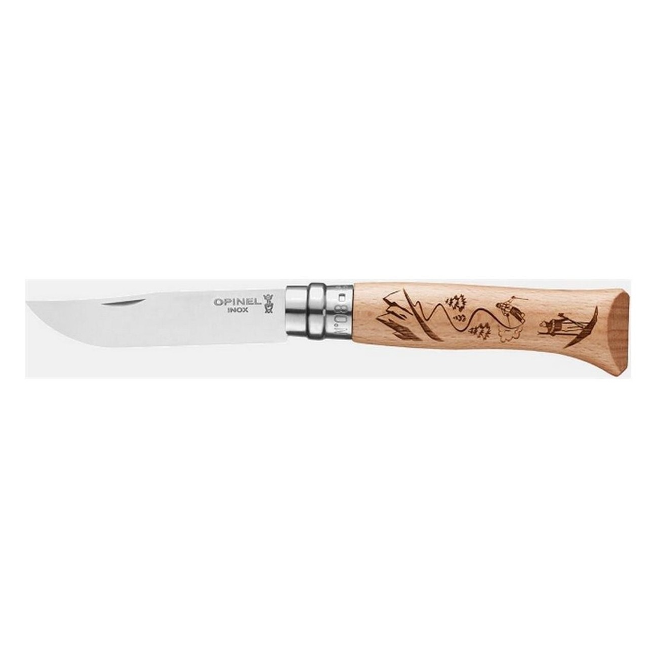 Opinel N.8 VRN Stainless Steel Knife with Yatagan Blade and Beech Handle - 1