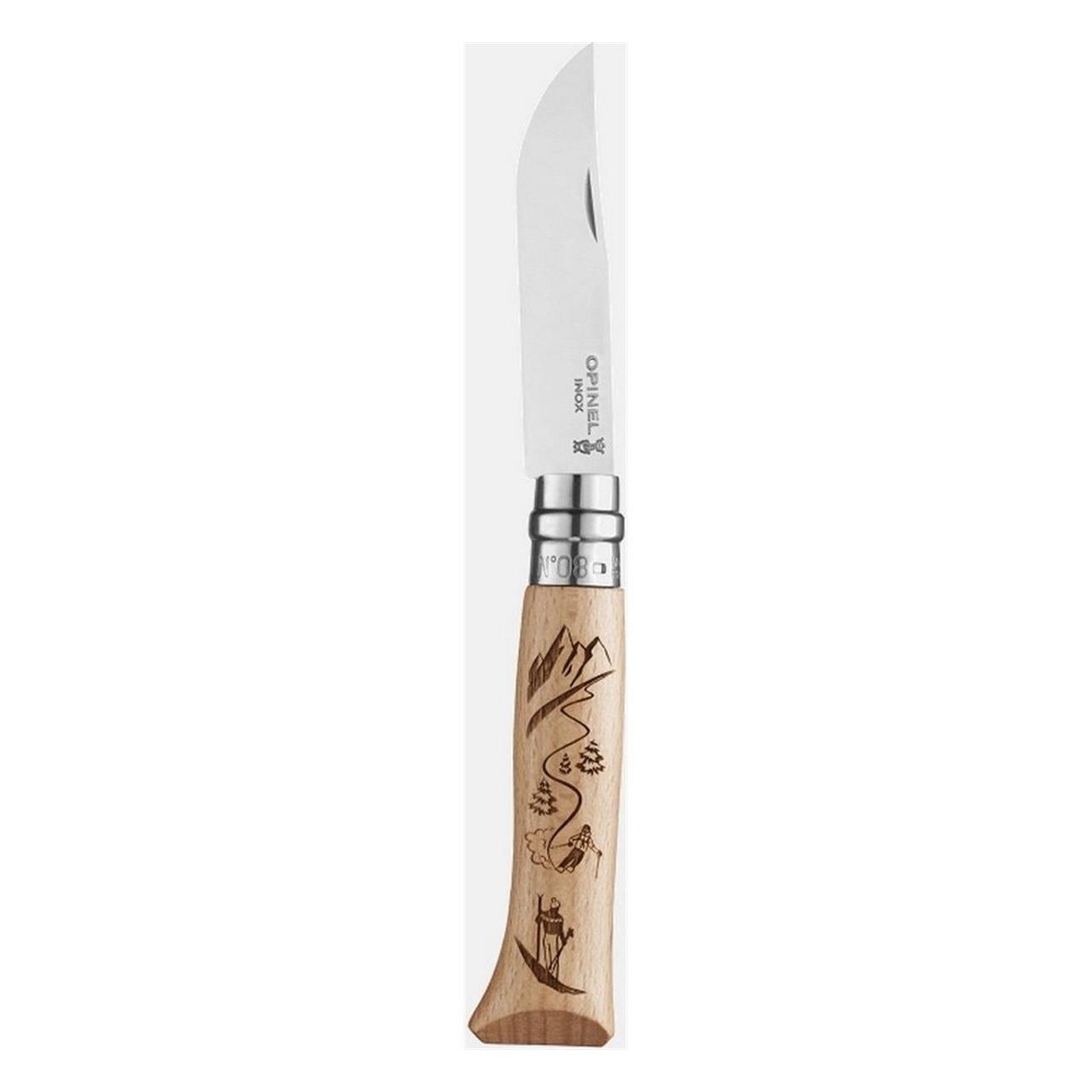 Opinel N.8 VRN Stainless Steel Knife with Yatagan Blade and Beech Handle - 2