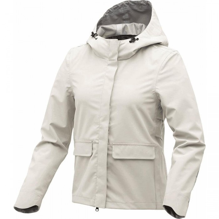 White Women's Urban Cycling Jacket with Hood - Size L, A-Shape Design - 1