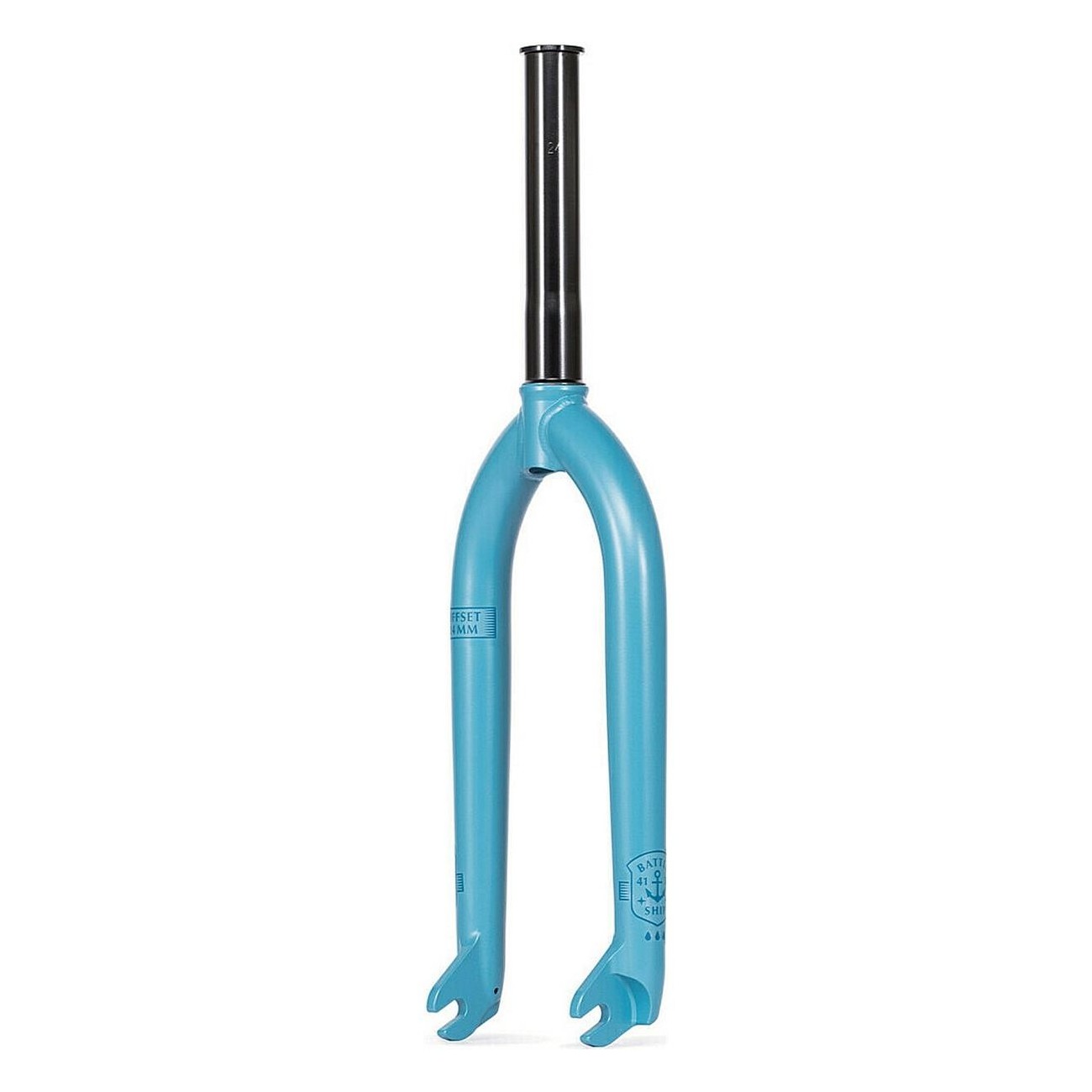 Battleship Fork 24mm Offset in 4130 CrMo Matte Dusk Blue with 3/8'' Slot - 1