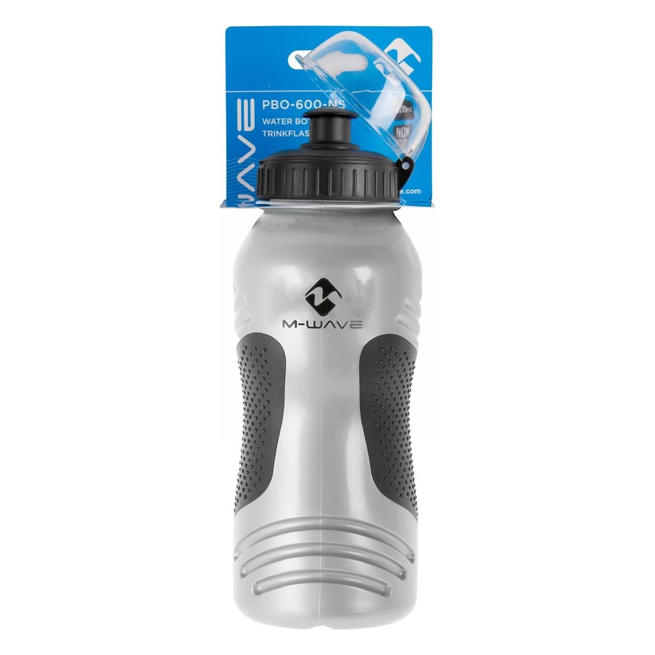 Bouteille M-Wave 550-600cc en Plastique Argent avec Couvercle Noir - 2