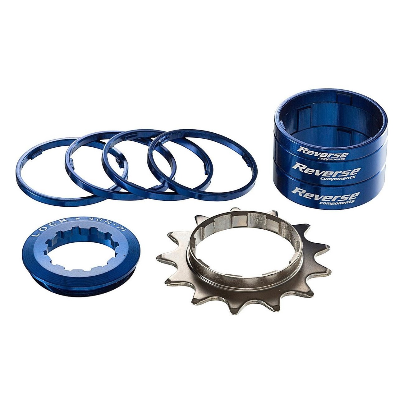 Kit de Conversion à Vitesse Unique 13T Bleu pour Moyeu HG - Pignon Acier et Entretoises Aluminium - 1