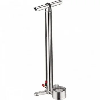 Pompe à pied Lezyne CNC Floor Drive 220 PSI en aluminium argenté avec manomètre - 1