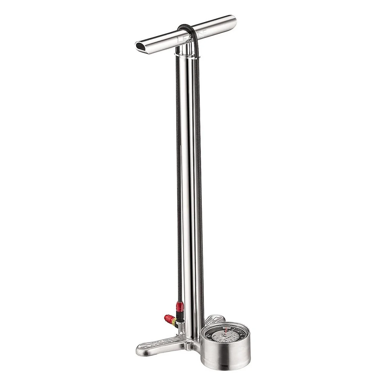 Pompe à pied Lezyne CNC Floor Drive 220 PSI en aluminium argenté avec manomètre - 1