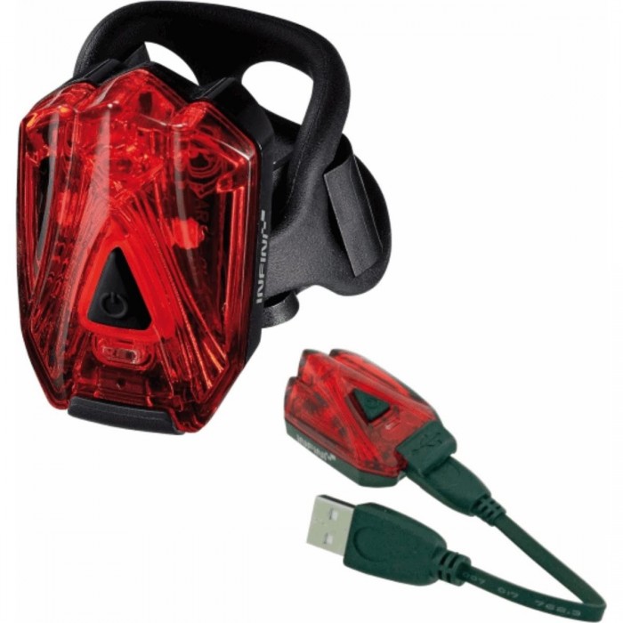 Lumière Arrière INFINI I 260R Rouge, 3 LED, Rechargeable USB avec Support - 1