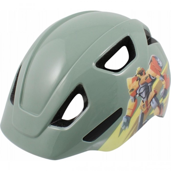 Fun Kid Robot S Helmet for Kids, Grey Green, Size 53-56 cm, CE EN1078 Certified - 1