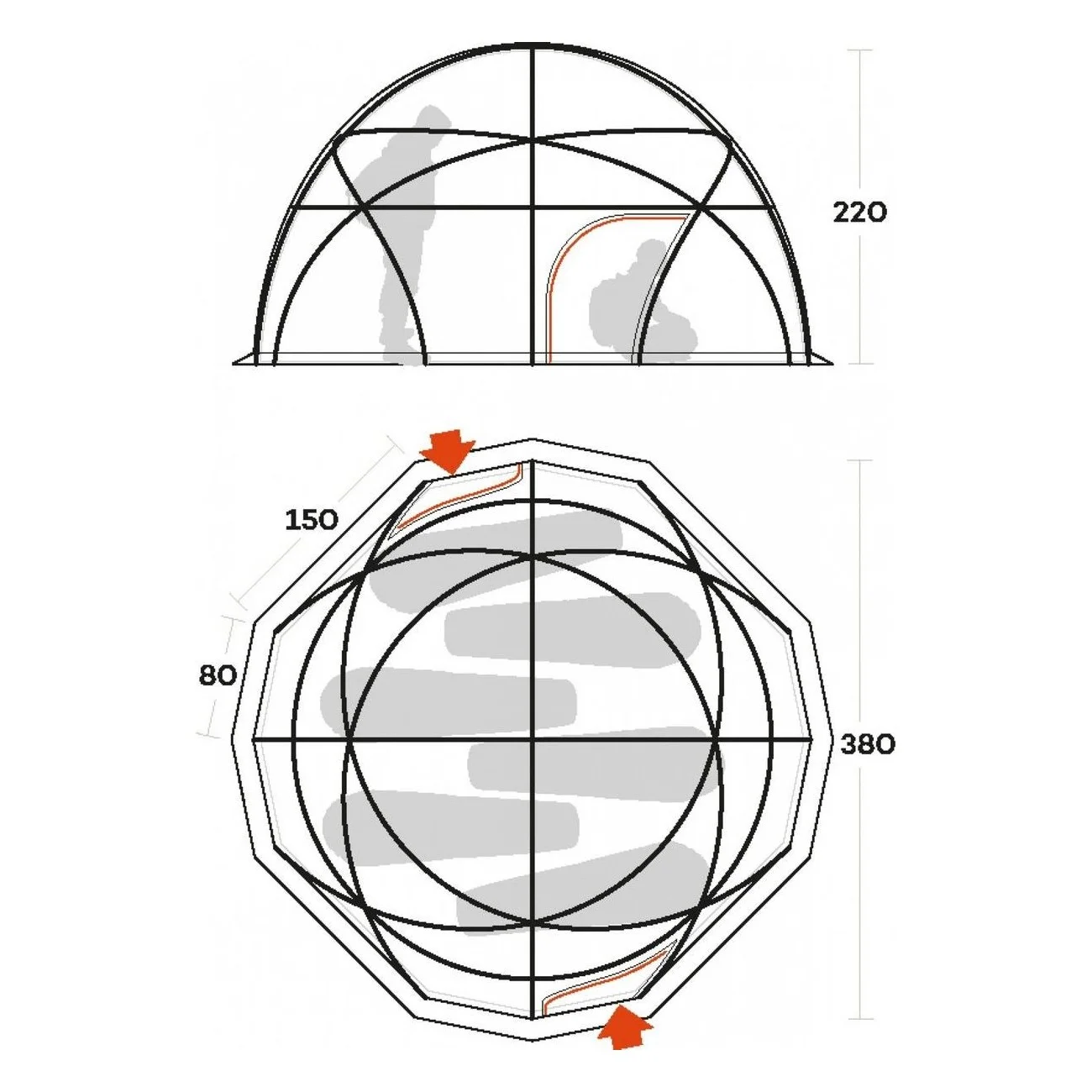 Tente Colle Sud Géodésique pour Expéditions 6 Personnes Intérieur/Extérieur - 3