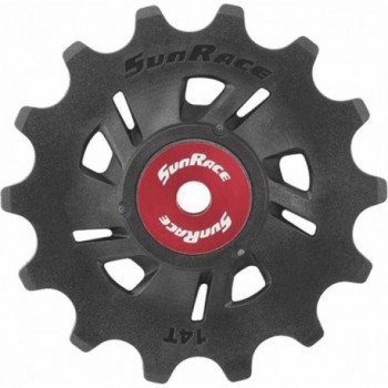 Poulie de dérailleur universelle 14 dents noire/rouge compatible Shimano, Campagnolo et SRAM - SUNRACE - 1