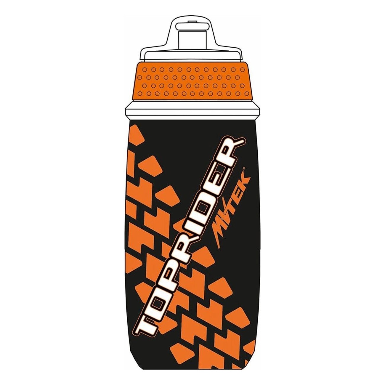 Botella MTB TOPRIDER 650ml Naranja/Negro con Tapa Antipolvo - MVTEK - 1