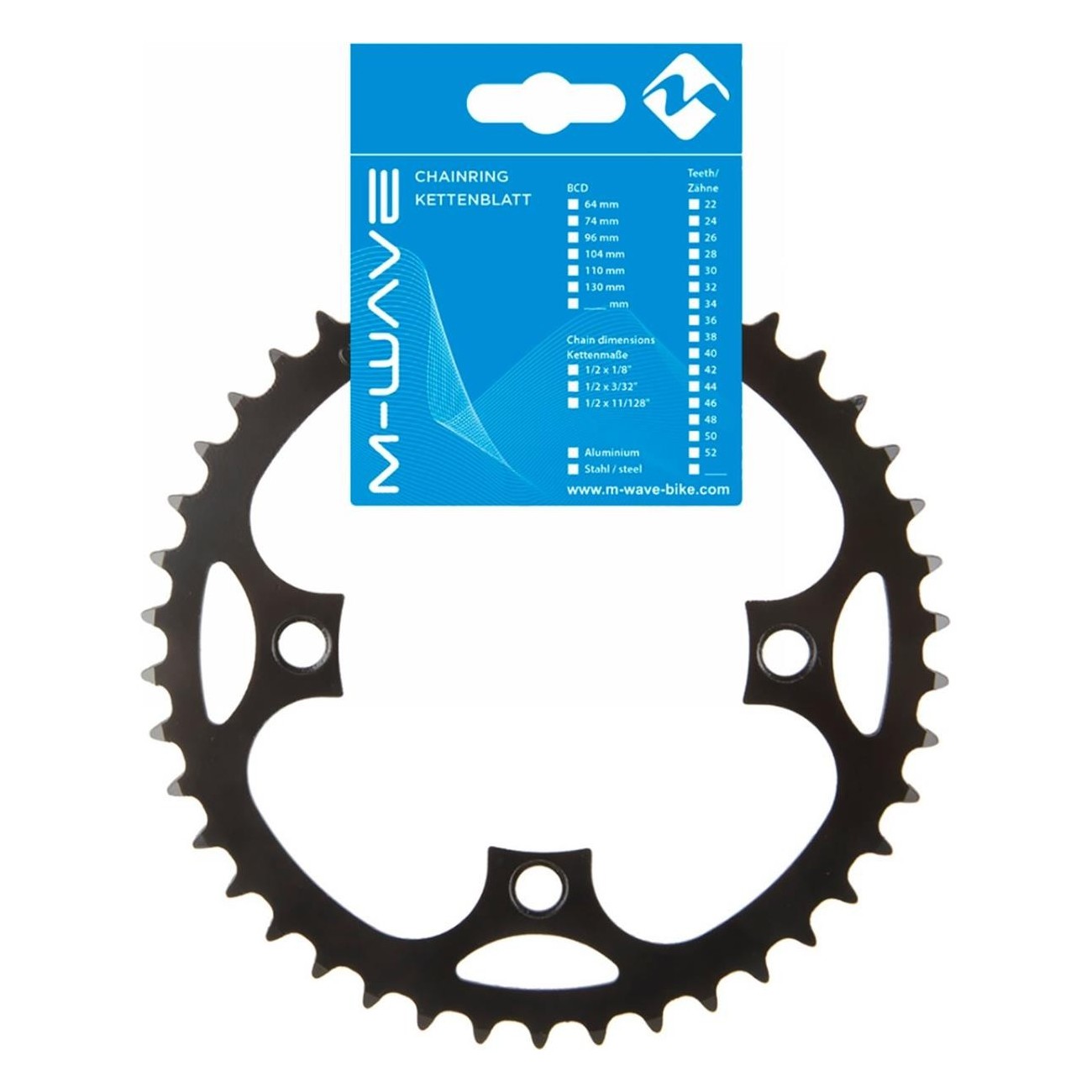 Ingranaggio e-bike SAMOX 42T, 42 denti, BCD 104mm, nero in acciaio - 1 - Corone e pignoni - 0887539023546