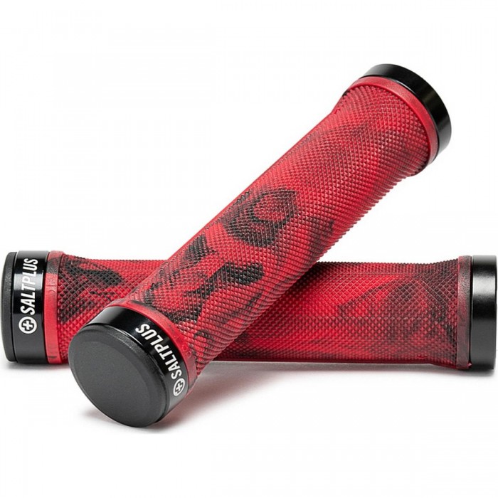 Red/Black Lock-On Grips for BMX, Flangeless Design, Kraton Material - 1