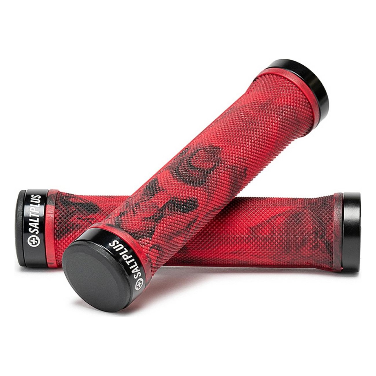 Red/Black Lock-On Grips for BMX, Flangeless Design, Kraton Material - 1