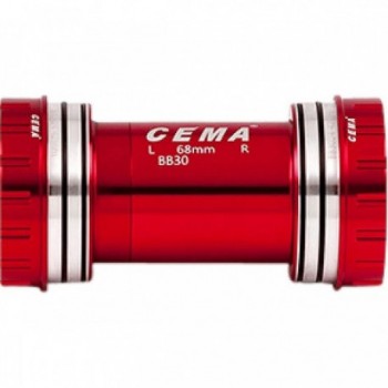 BB30 Interlock Bottom Bracket for Shimano, 68/73 mm Width, 42 mm Diameter, Red - 1