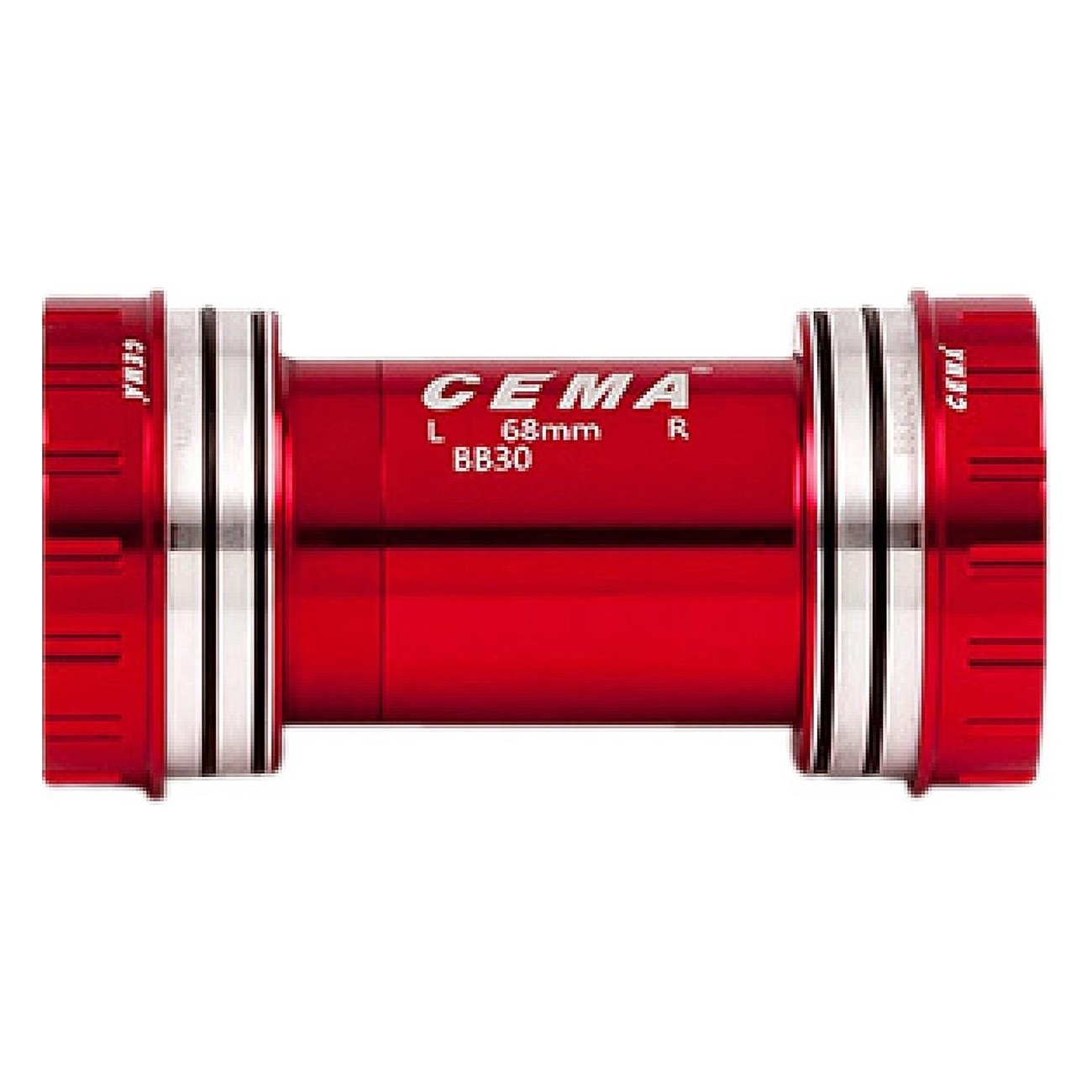 BB30 Interlock Bottom Bracket for Shimano, 68/73 mm Width, 42 mm Diameter, Red - 1