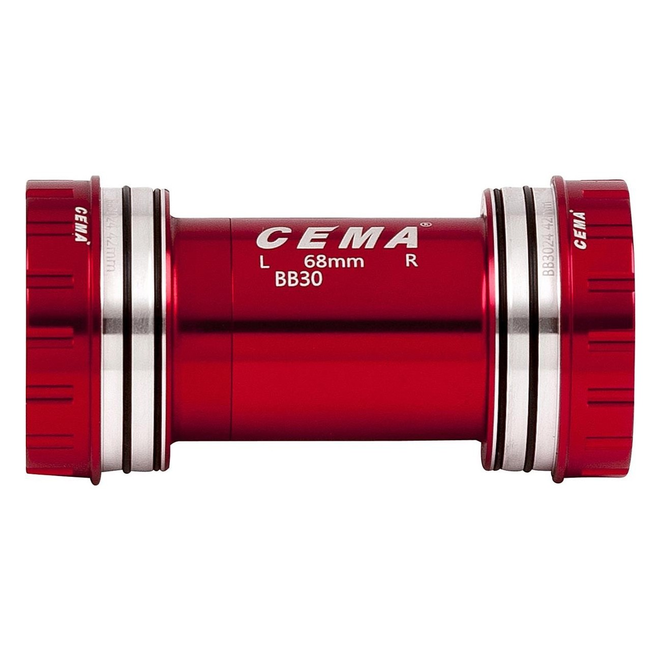 BB30 Interlock Bottom Bracket for Shimano, 68/73 mm Width, 42 mm Diameter, Red - 2