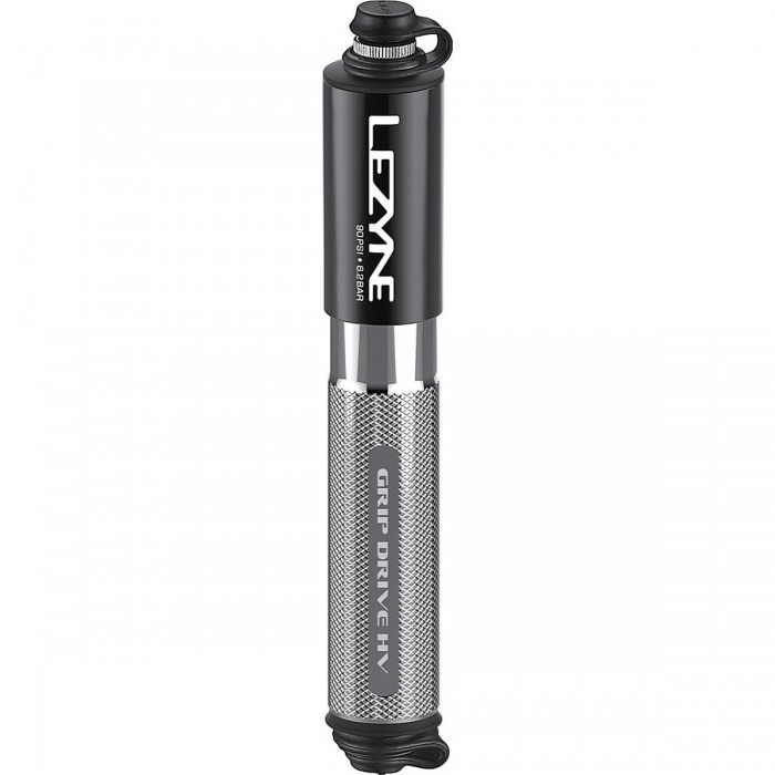 Lezyne Grip Drive HV Silver Hand Pump - Compact & Efficient for MTB & Gravel - 1