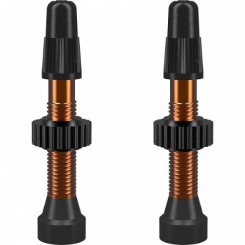 Orange 34mm Aluminum TCS Tubeless Presta Valves - Pack of 2 - 1