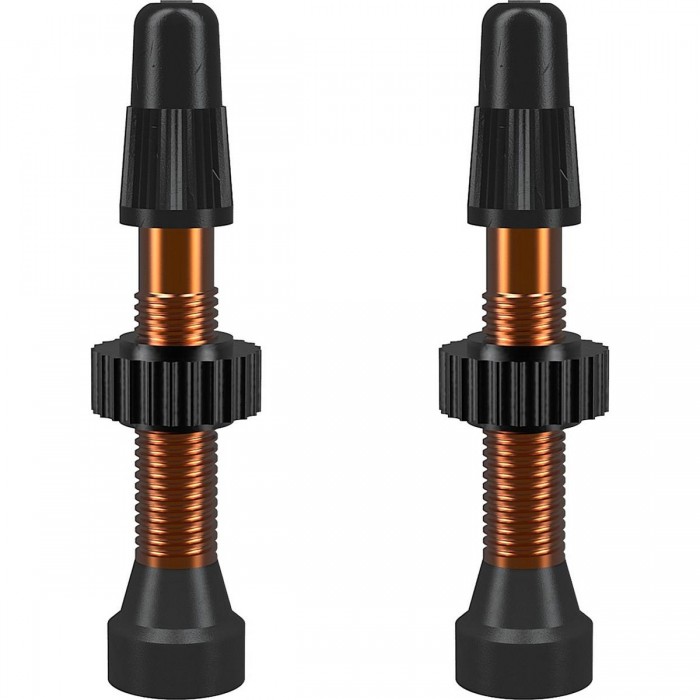 Orange 34mm Aluminum TCS Tubeless Presta Valves - Pack of 2 - 1