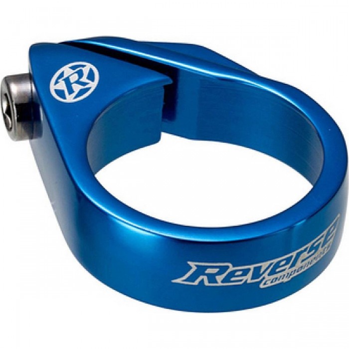 Reverse Seat Clamp Ø34.9mm Blue with Anti-Theft Bolt - 1