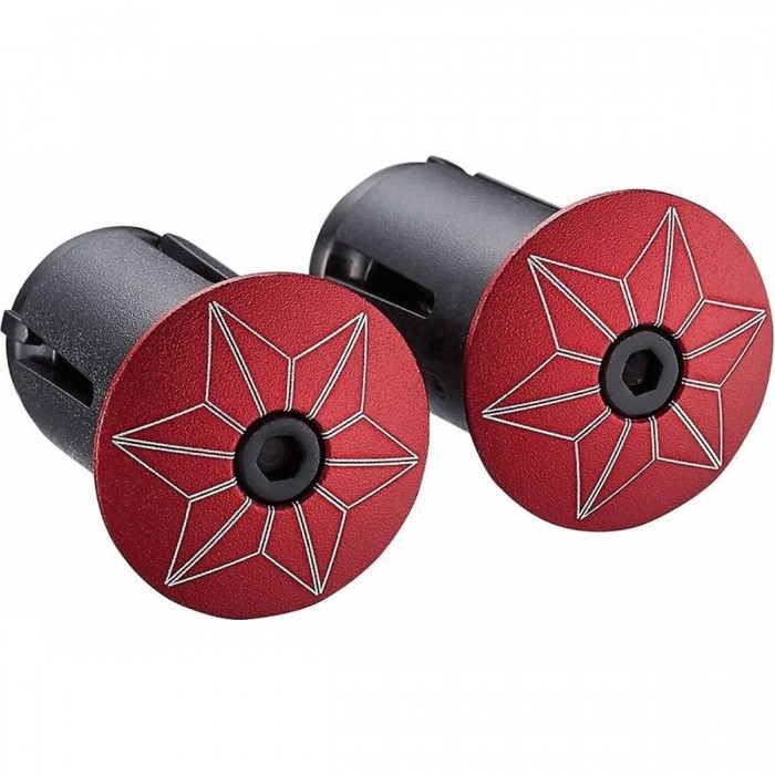 Red Anodized Star Handlebar Plugs - Elegant Design & Effective Protection - 1