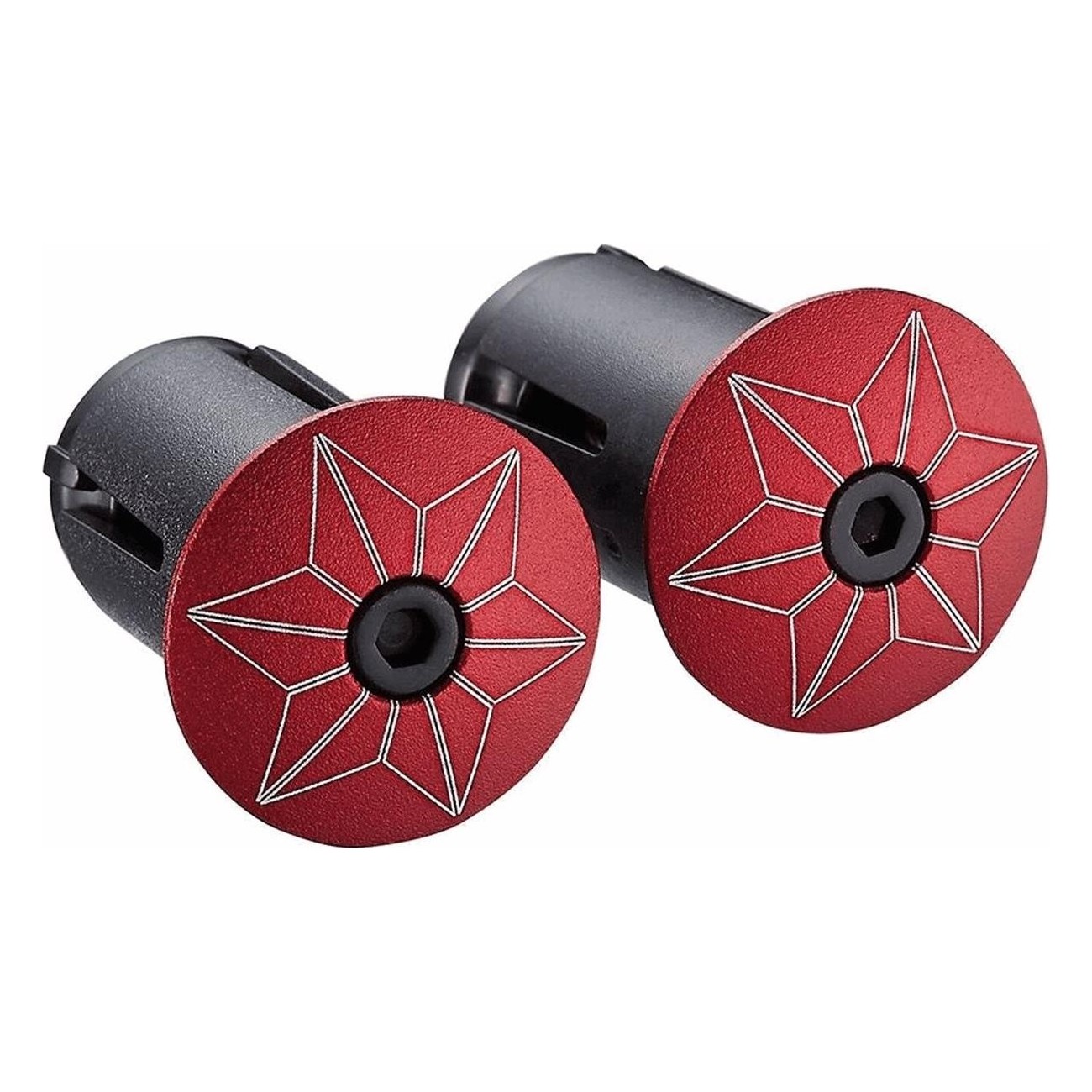 Red Anodized Star Handlebar Plugs - Elegant Design & Effective Protection - 1