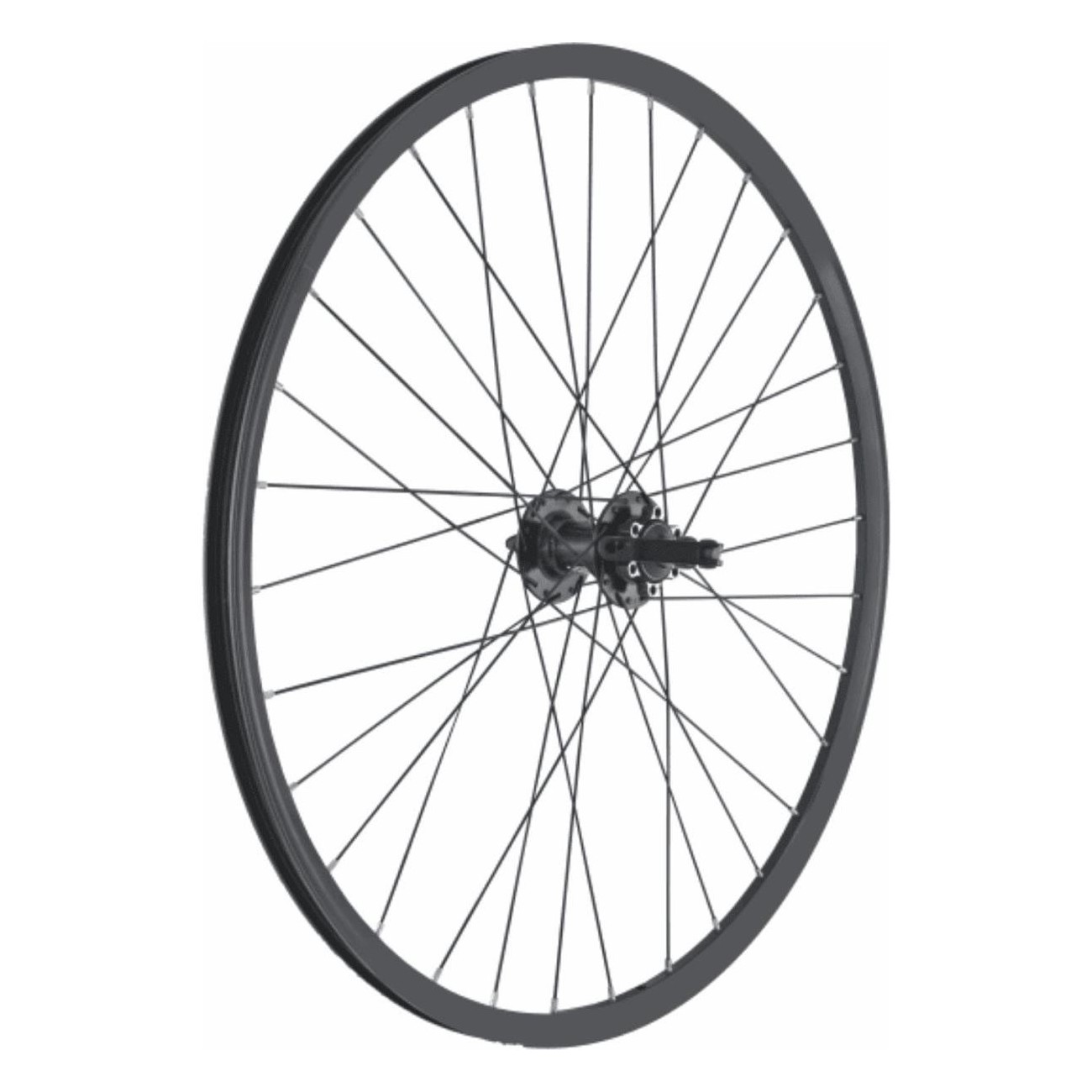 26' Black Aluminum MTB Front Wheel with QR100 Disc Brake - 1