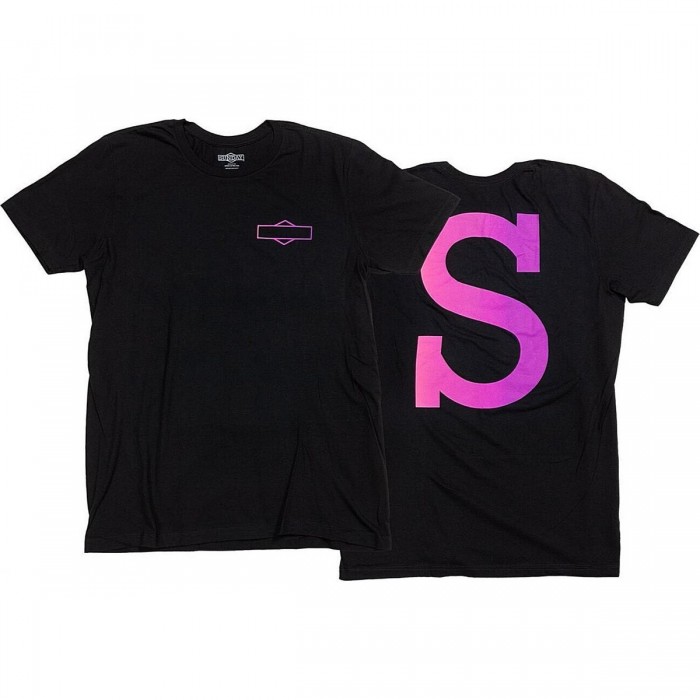 Sunday Big S XL T-Shirt - Black with Pink/Purple Fade Logo in 100% Cotton - 1