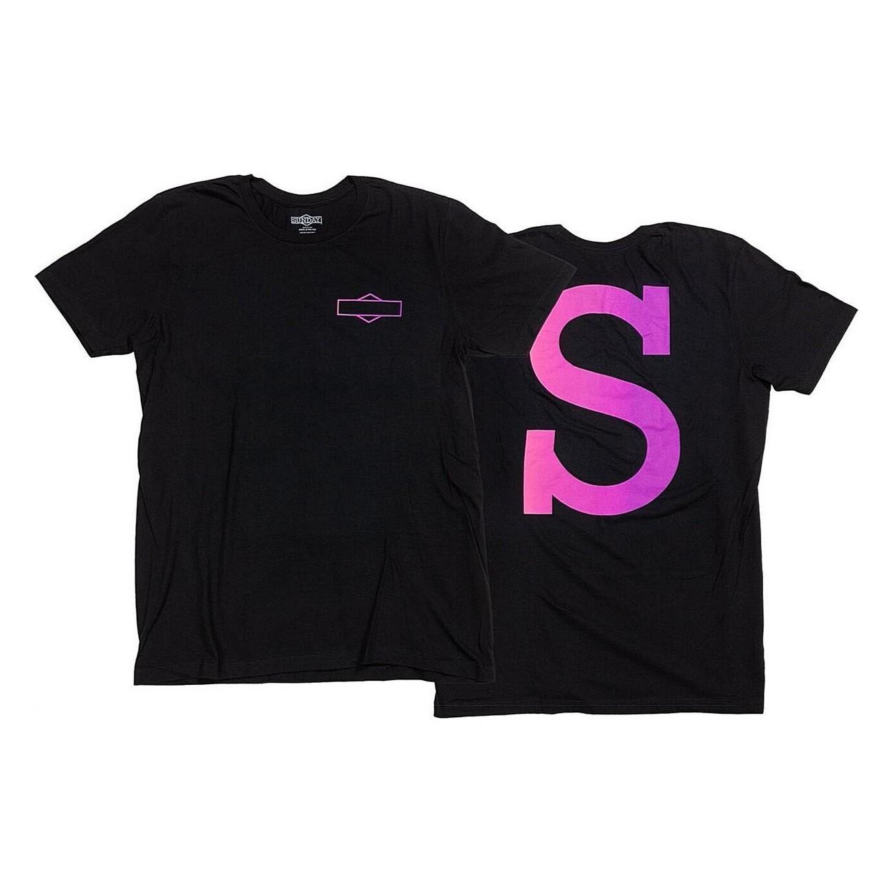 T-Shirt Sunday Big S XL - Schwarz mit Rosa/Lila Fade Logo aus 100% Baumwolle - 1