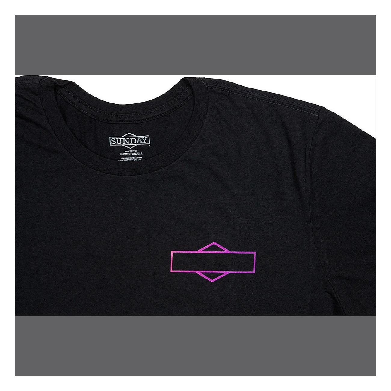 T-Shirt Sunday Big S XL - Schwarz mit Rosa/Lila Fade Logo aus 100% Baumwolle - 2