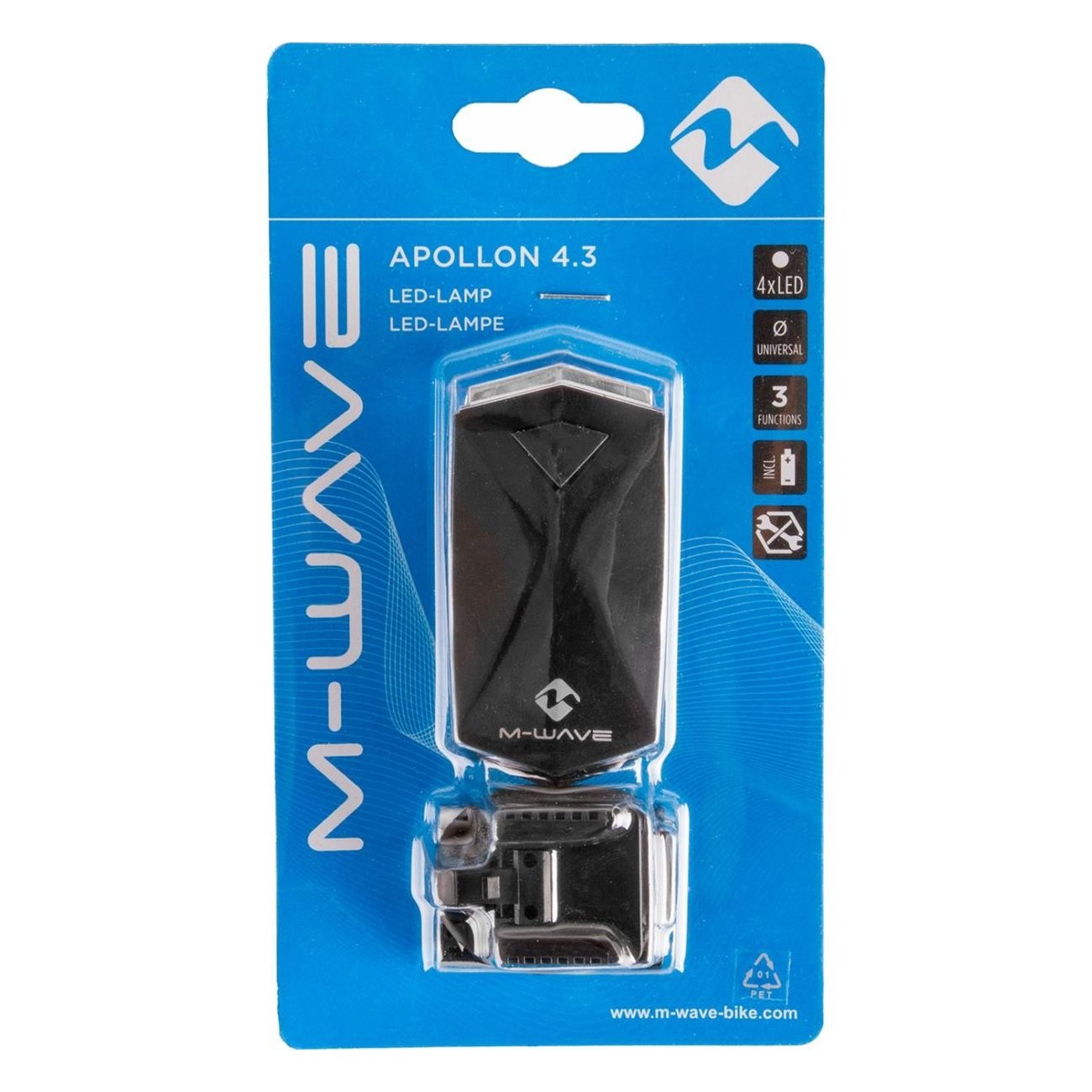 Lampe Avant pour Vélo M-Wave Apollon 4.3 LED avec 3 Fonctions, Support Inclus - 2