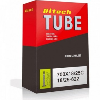 Ritech 700x18/25 Inner Tube with 40mm Threaded Presta Valve - ETRTO 18/25-622 - 1