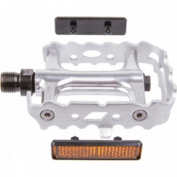 Aluminum MTB Pedal with Ball Bearings and Reflector, Silver 90x68mm - 2