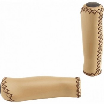 MVTEK 135mm Ergonomic Grips in Faux Leather with Cream Stitching - 1