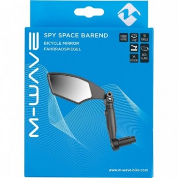 M-WAVE Spy Space Left Barend Bicycle Mirror Black, Handlebar Mount 15-23mm - 4