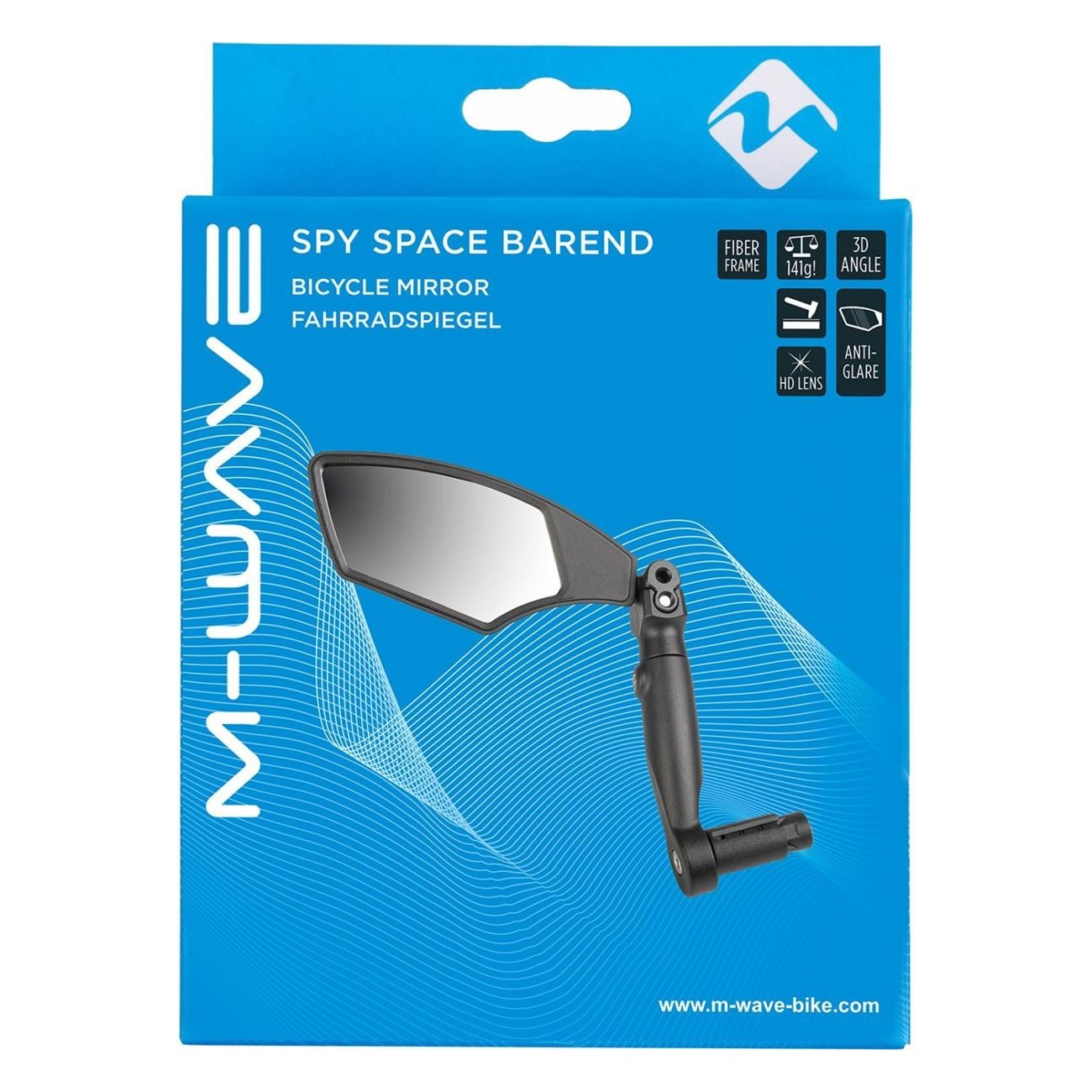 Fahrradspiegel M-WAVE Spy Space Barend Links Schwarz, Lenker Montage 15-23mm - 4