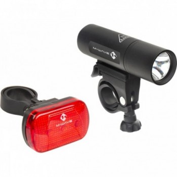 M-Wave LED Bike Light Set 3W with Battery and Red Rear Light Atlas 22 - 1