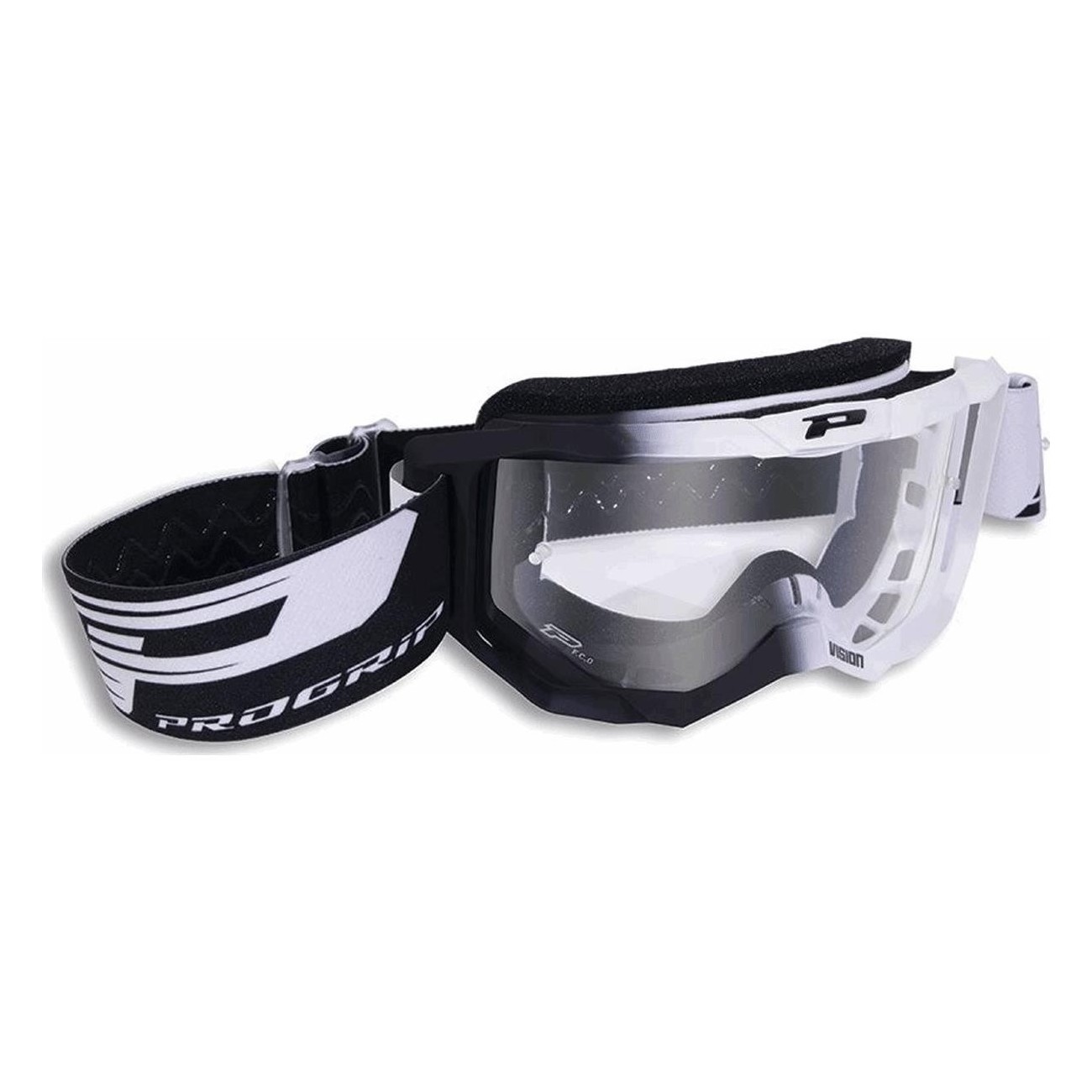 Progrip 3300 Black/White Goggles with Clear Anti-UV Lens and TEAR-OFF System - 1