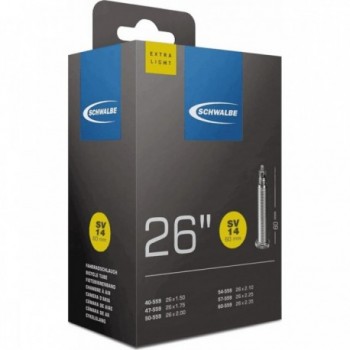 Schwalbe 26' Extra Light Inner Tube with 40mm Presta Valve - Lightweight & Reliable - 1