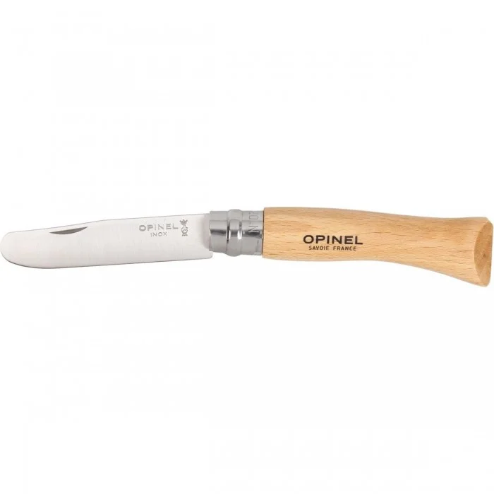 Couteau Opinel N.07 avec Pointe Ronde en Hêtre et Système de Sécurité VRI - Blister - 1