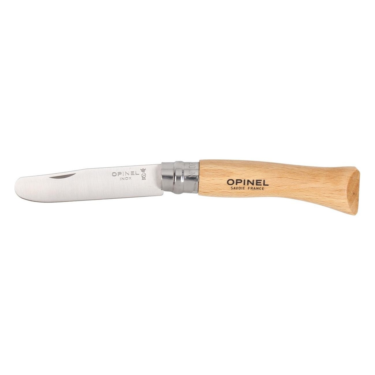 Coltello Opinel N.07 con Punta Tonda in Faggio e Sistema di Sicurezza VRI - Blister - 1 - Coltelli - 3123840012211