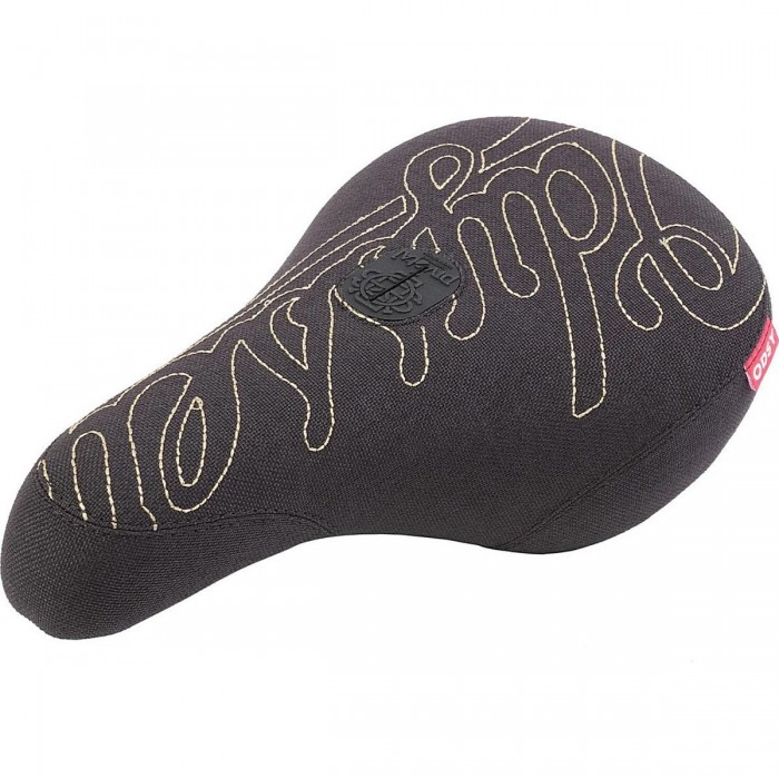 Odyssey Saddle Big-Stitch Fat Cap Black with Gold Stitching for BMX - 1