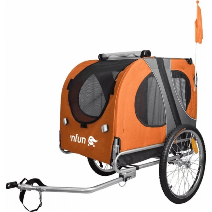 Chariot pour Animaux NPET Orange/Gris avec Roues de 20' et Capacité de 40 kg - 1