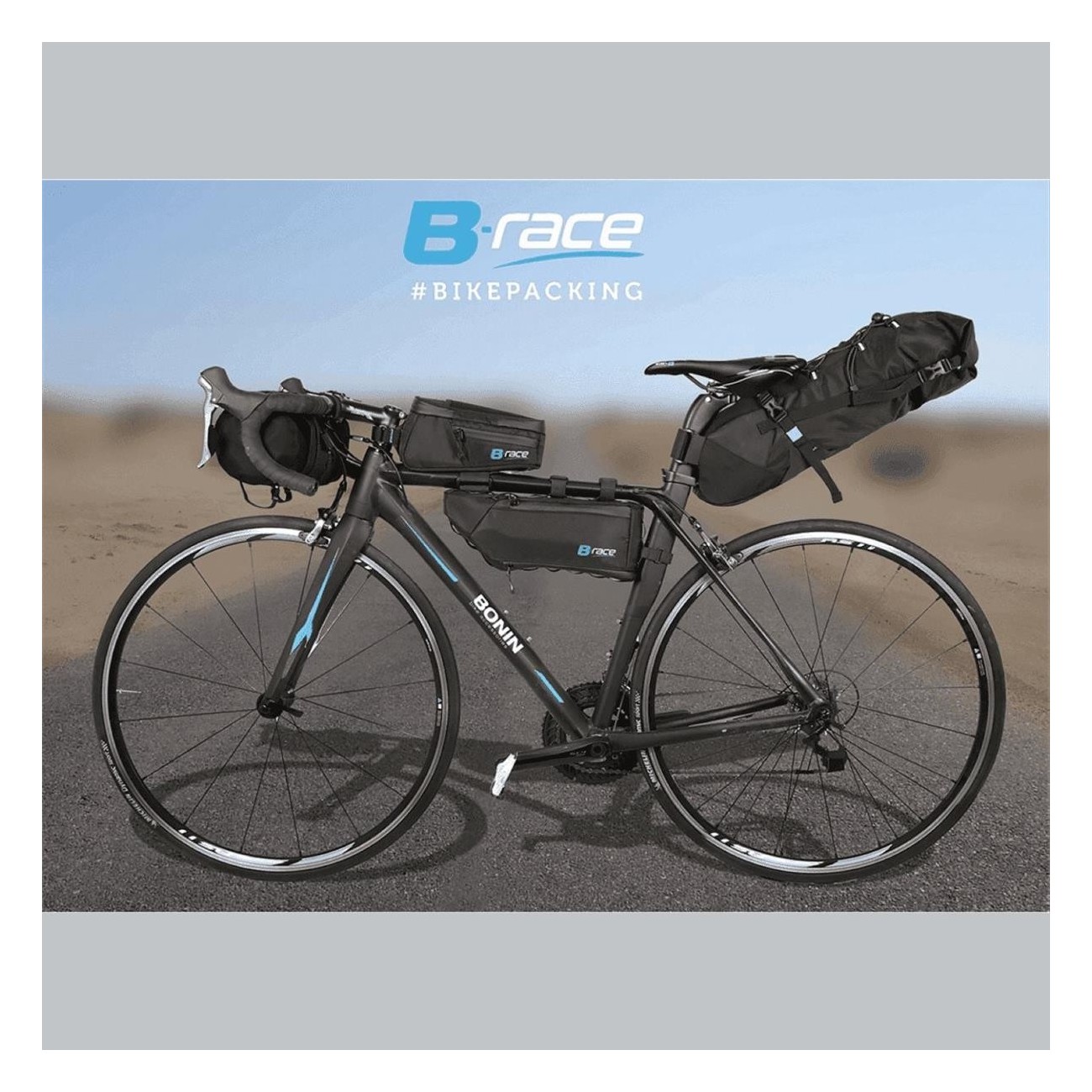 Borsa Manubrio Impermeabile 7L Nera in Nylon per Bikepacking - 40x15 cm - 2 - Borse e bauletti - 8053329967648