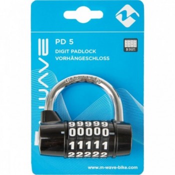 Cadenas à combinaison M-WAVE 230120 Noir avec 5 disques numériques 64x60x27 mm - 2