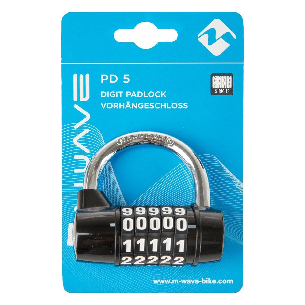 Cadenas à combinaison M-WAVE 230120 Noir avec 5 disques numériques 64x60x27 mm - 2