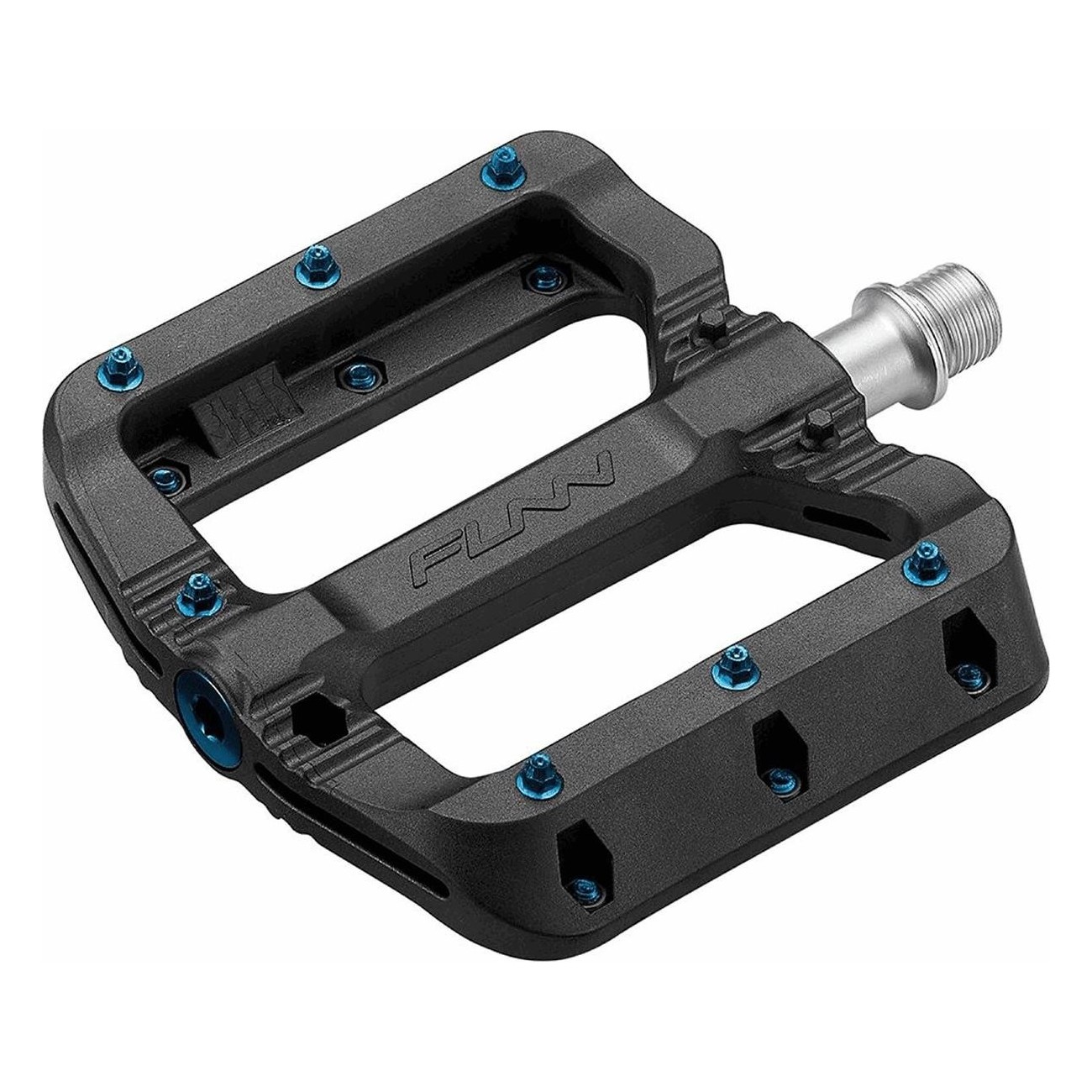 Black Magic Black Pedal with Blue Pins 103x98x17mm FLAT CR Axis 360g FUNN - 1