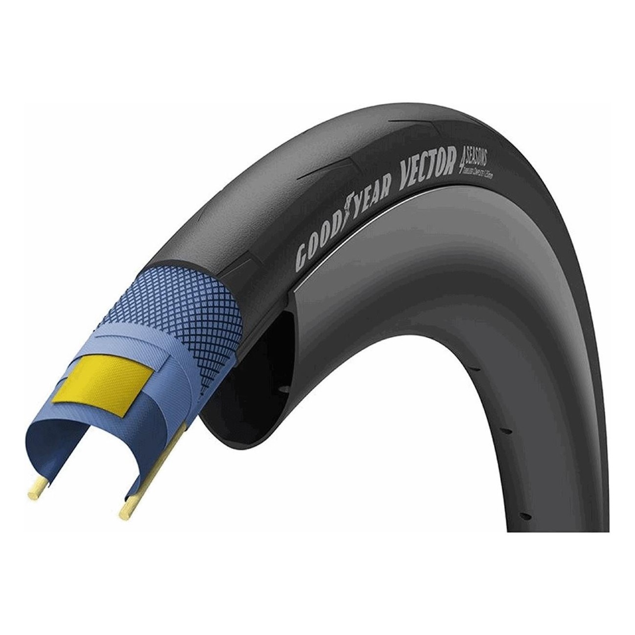 Copertone Tubeless Goodyear Vector 4 Seasons 700x25 Nero - Prestazioni per Tutte le Stagioni - 1 - Copertoni - 0810432031165