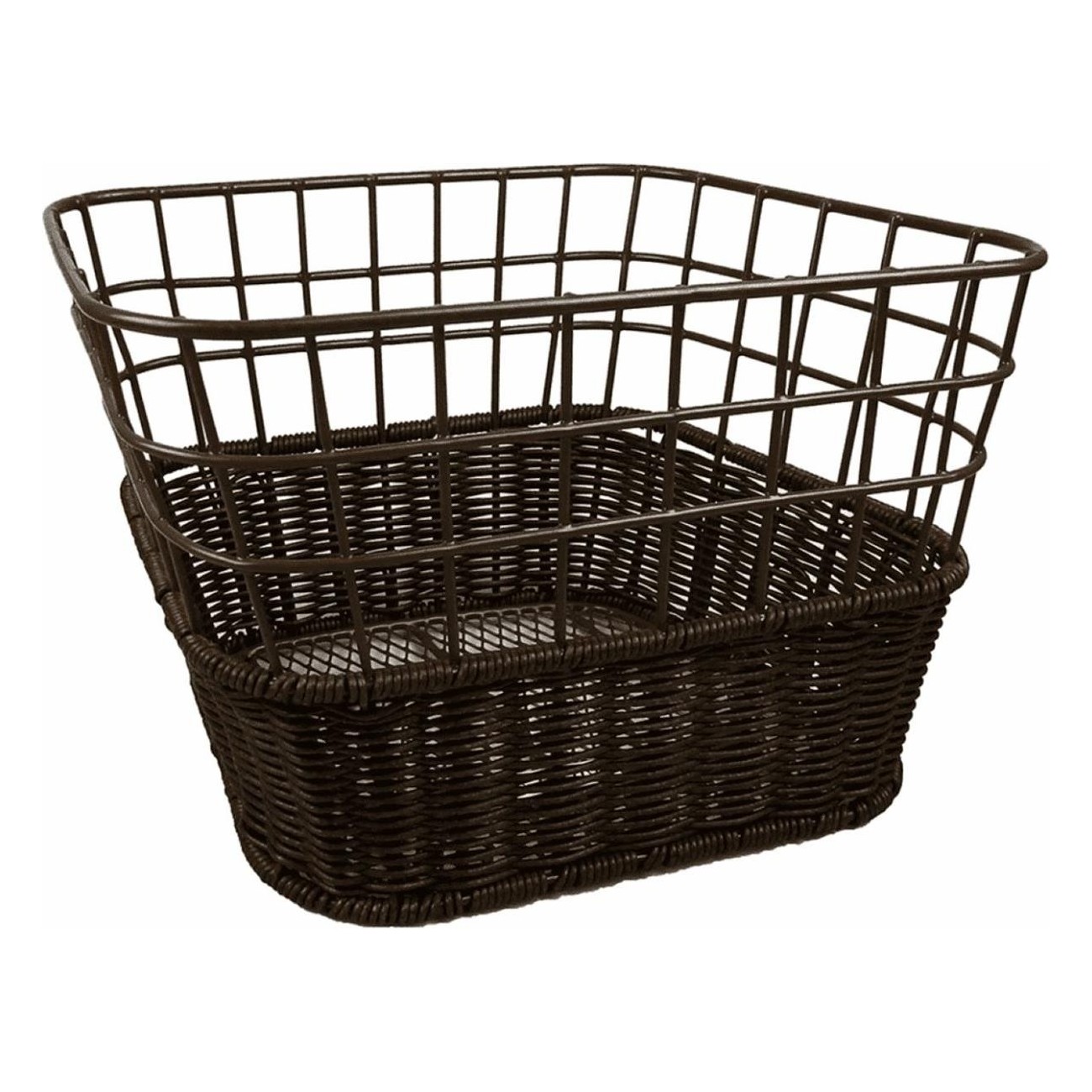 Brown Woven Front Basket 37x26 cm - Wide Mesh for Bicycle - 1